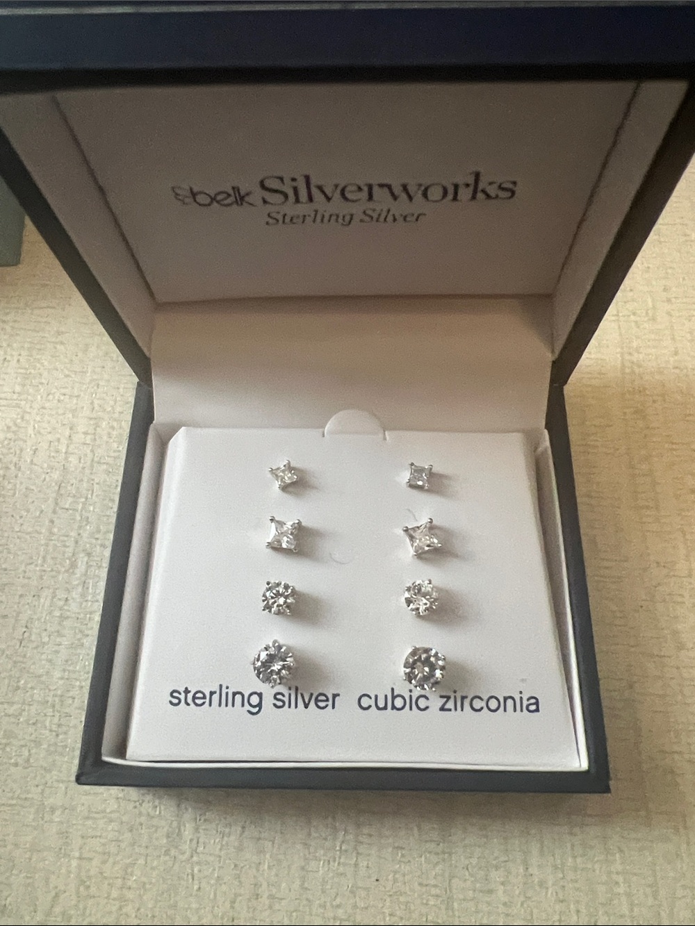 Sterling Silver Cubic Zirconia Stud Earring Set - Silver